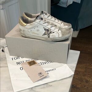 Golden Goose White and Gold Sneakers